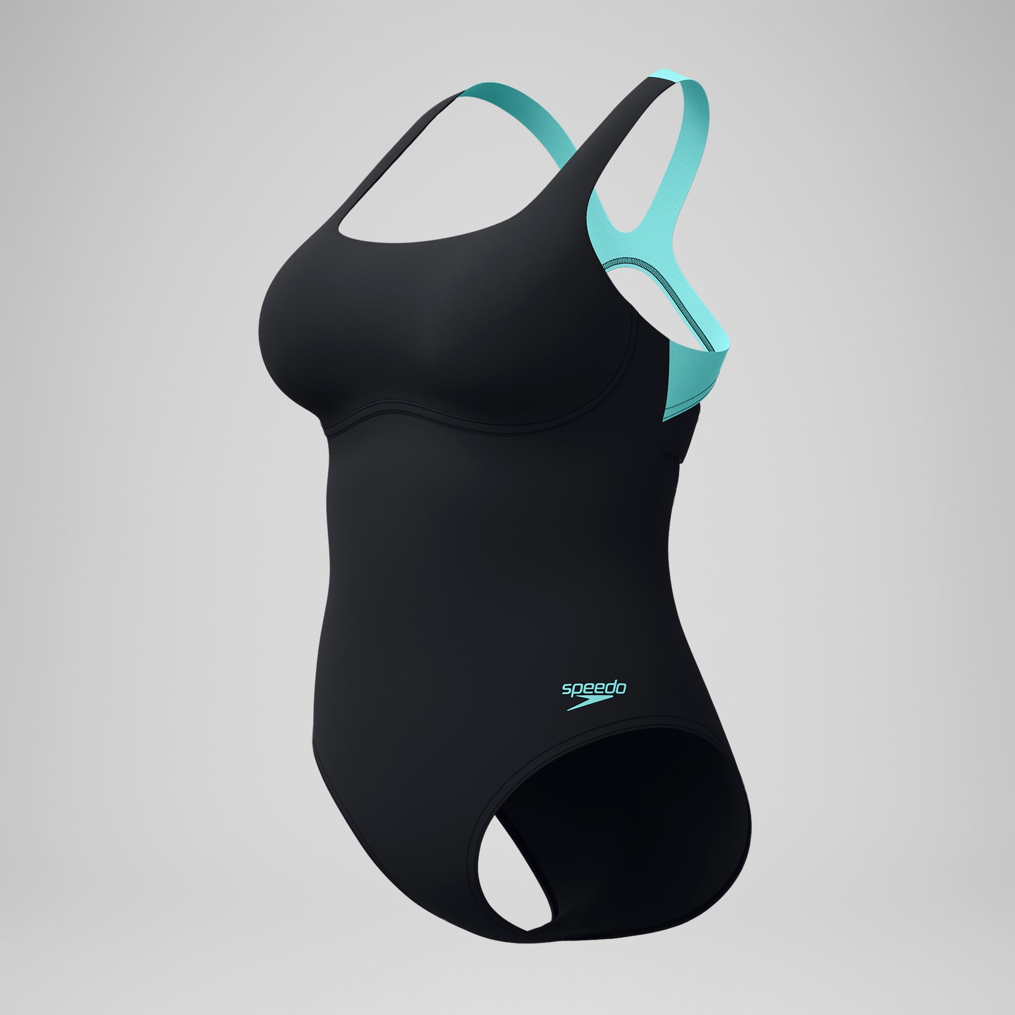 Racer-Badeanzug Schwarz/Grün für Damen