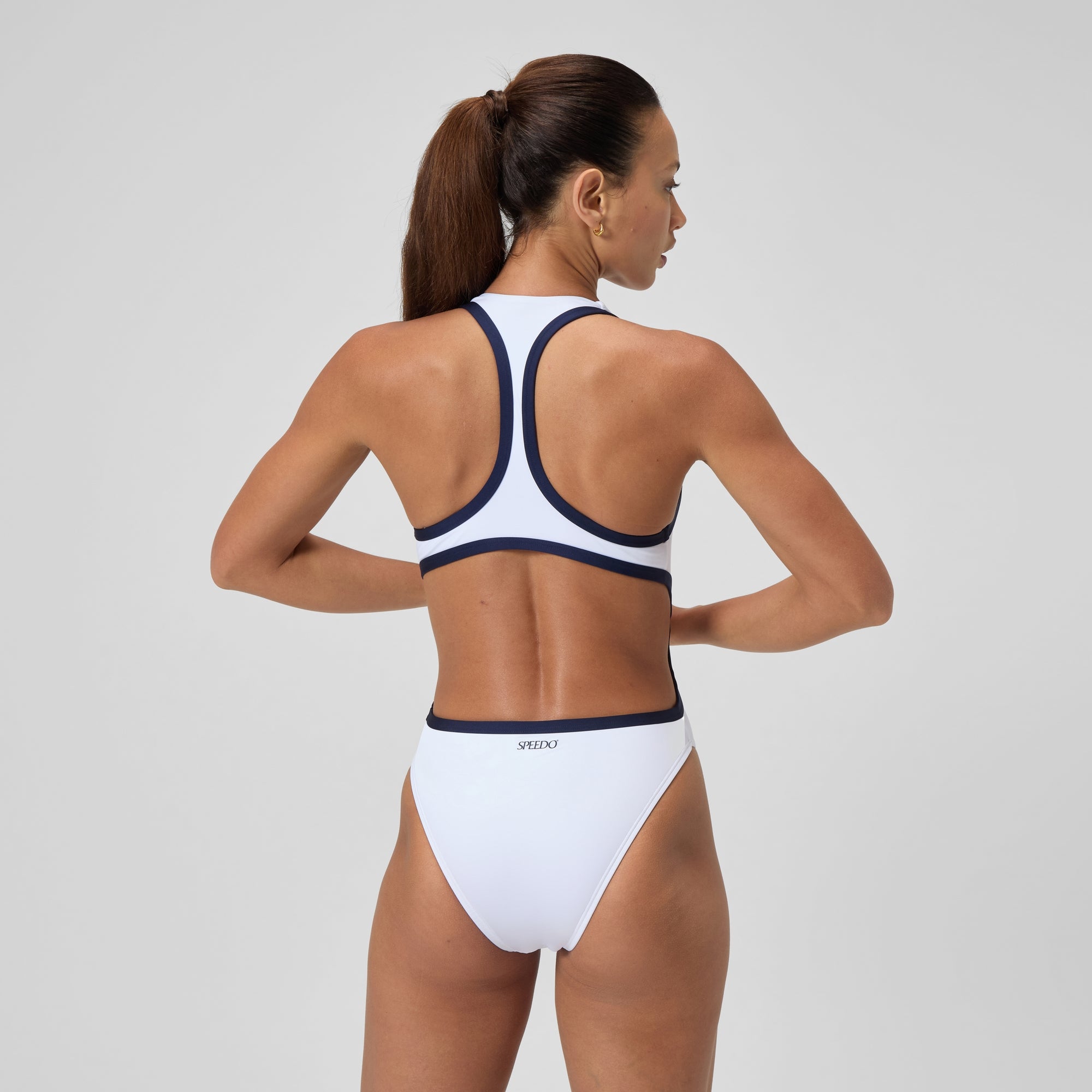 FRAMeWORK SPEEDO/スピード SEE THROUGH TOP Women's Jetstream Long Sleeve Colorblock Zip One Piece Blue
