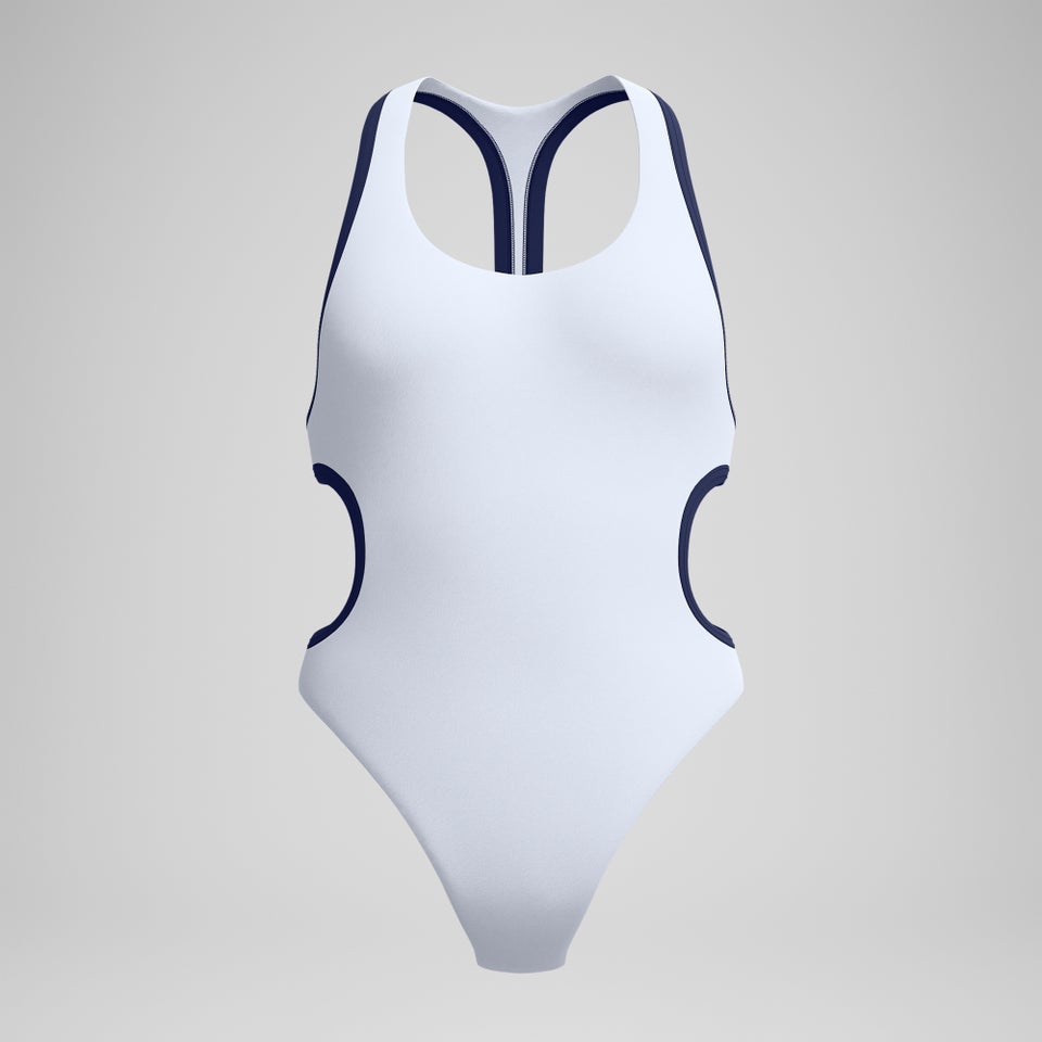 Women's Jetstream Solid Bound Cut Out One Piece Blue/White