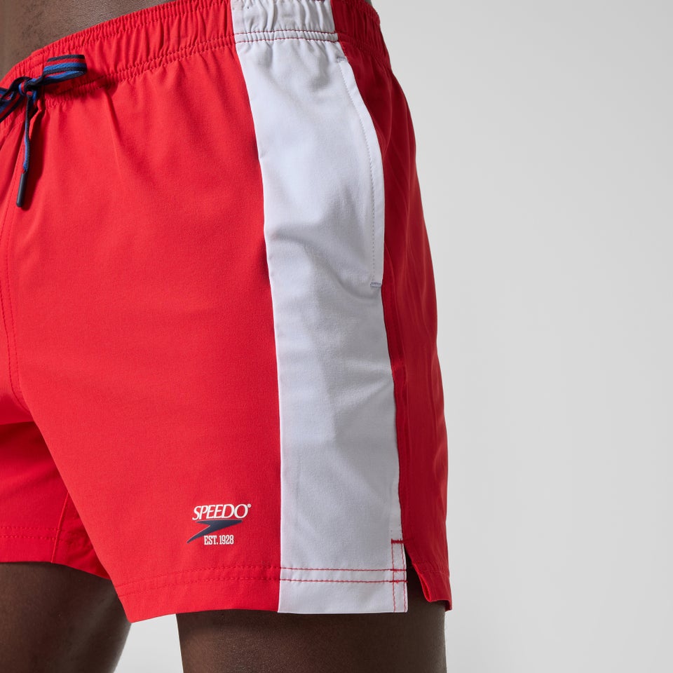 Badeshorts 40 cm in Colourblock-Optik Rot/Weiß für Herren