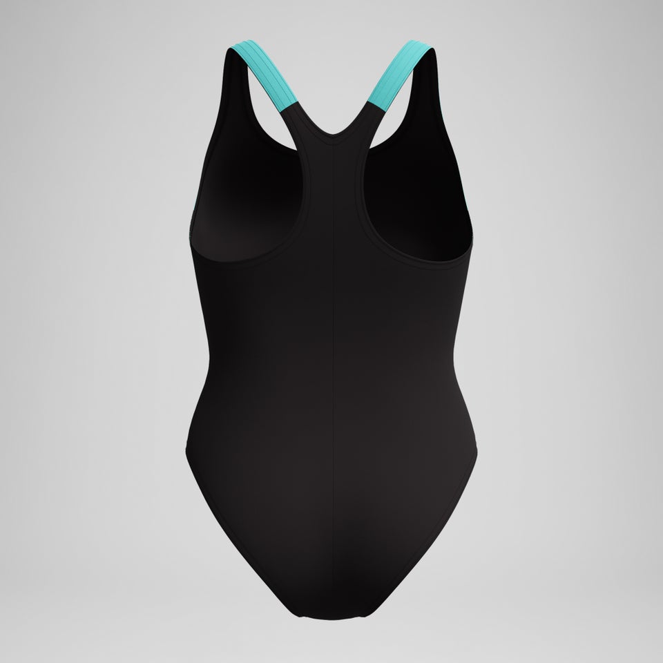 Women's HyberBoom Splice Racerback Swimsuit Black/Turquoise