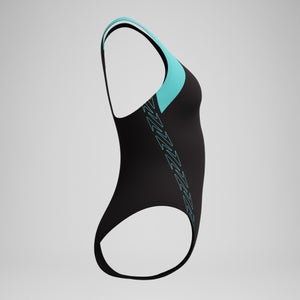 Women's HyberBoom Splice Racerback Swimsuit Black/Turquoise