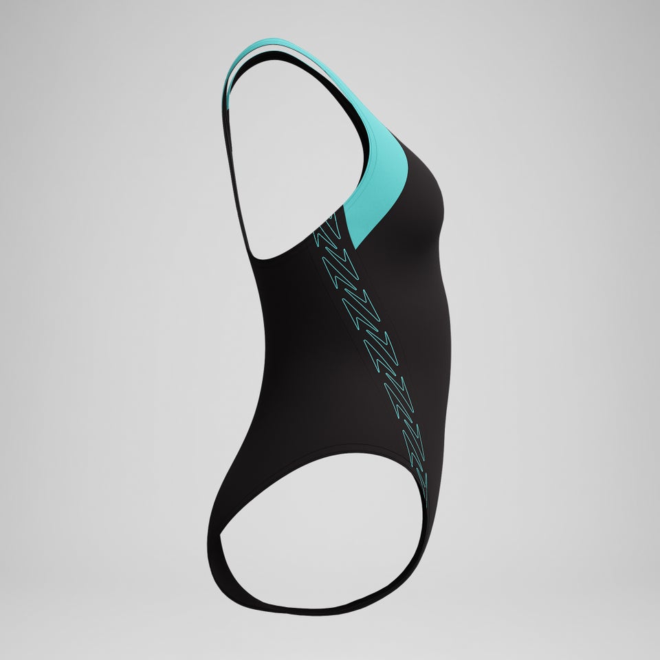 Women's HyberBoom Splice Racerback Swimsuit Black/Turquoise