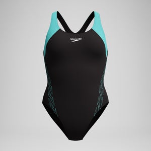 Women's HyberBoom Splice Racerback Swimsuit Black/Turquoise