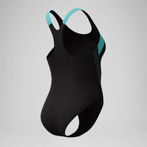 Women's HyberBoom Splice Racerback Swimsuit Black/Turquoise