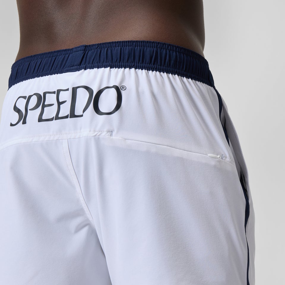 Maillot de bain logo rétro Jetstream 16 po pour hommes, blanc