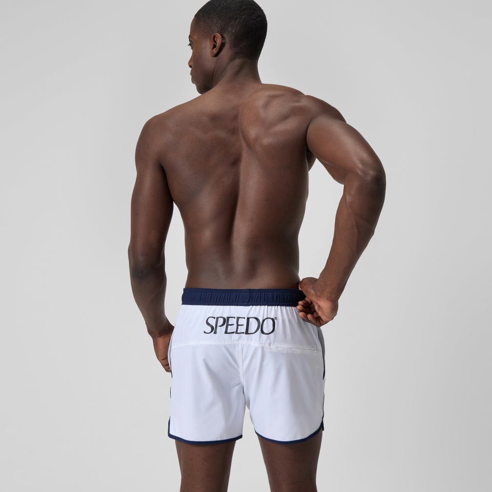 Maillot de bain logo rétro Jetstream 16 po pour hommes, blanc