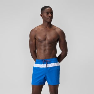 Short de bain à rayures Colourblock 40 cm, hommes, bleu/blanc - M