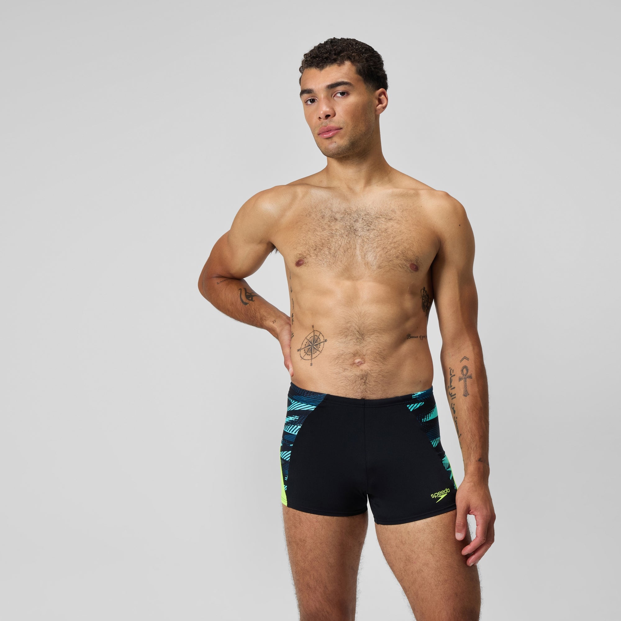 Men's Endurance+ Max Splice Square Leg Black/Green | Speedo USA