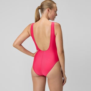 Maillot de bain Femme Logo Deep dos en U Rose