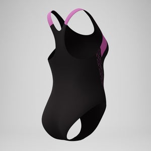 HyberBoom Splice-Racerback-Badeanzug Schwarz/Pink für Damen