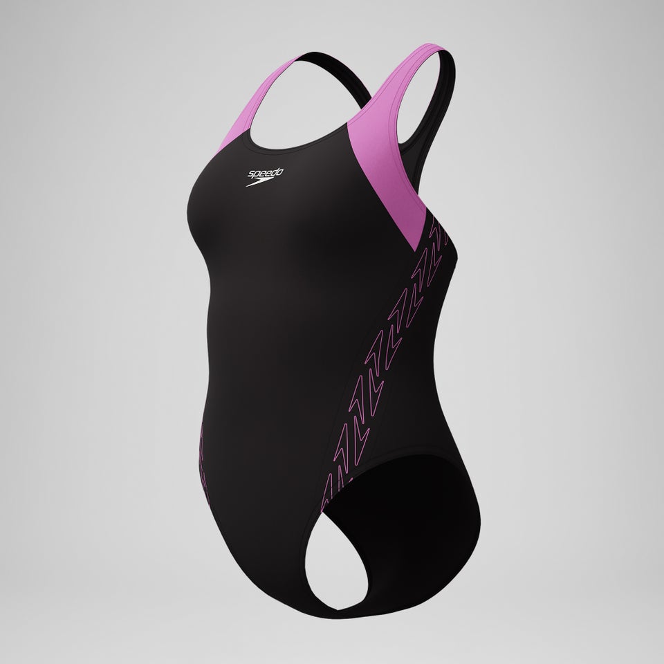 Women's HyberBoom Splice Racerback Swimsuit Black/Pink