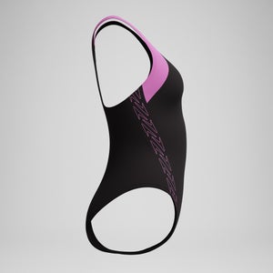 HyberBoom Splice-Racerback-Badeanzug Schwarz/Pink für Damen
