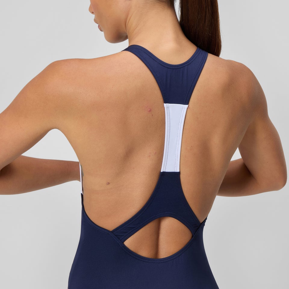 Women's Jetstream Colourblock Logo Racerback Swimsuit Navy/White