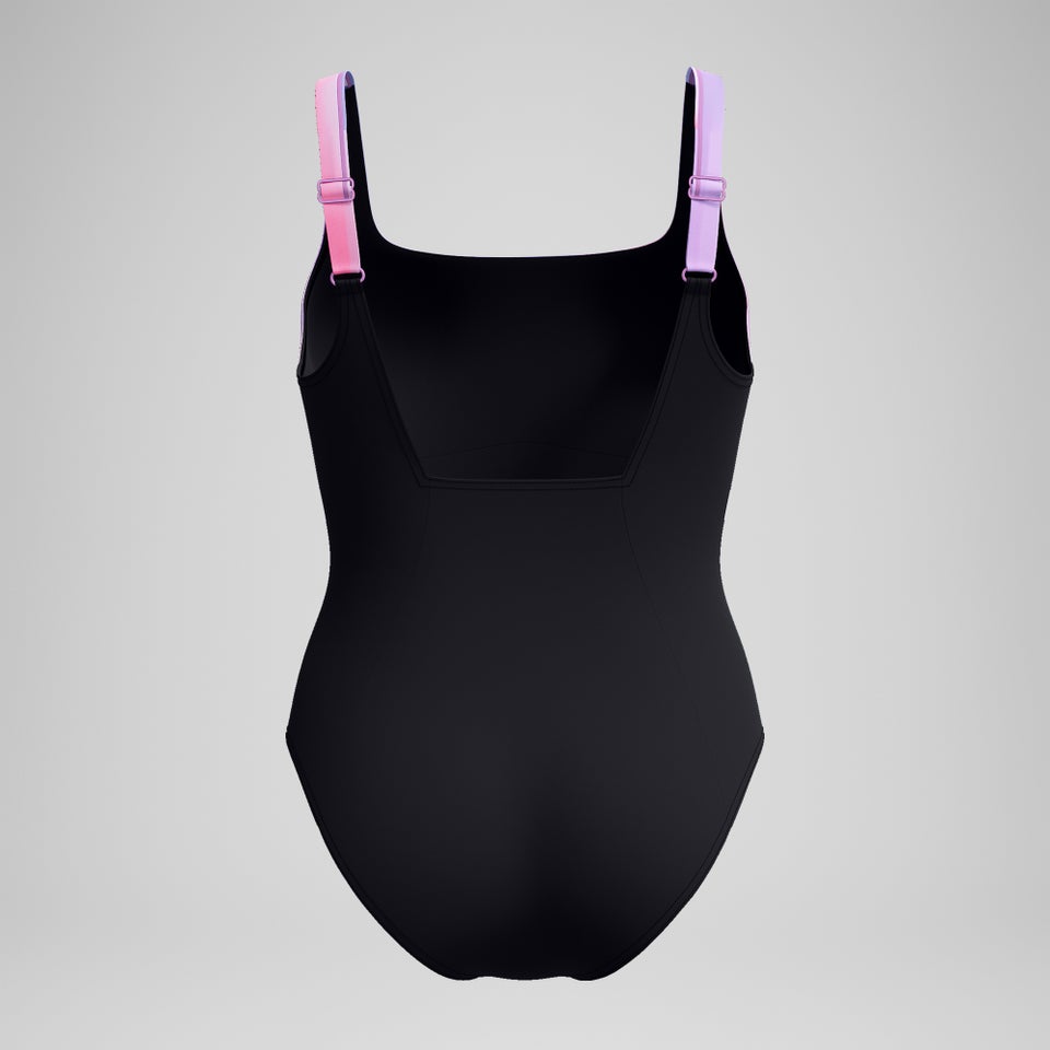 Women's Shaping Printed Contour Eclipse Swimsuit Black/Pink