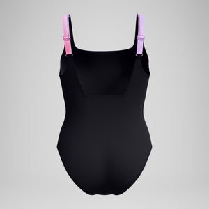 Women's Shaping Printed Contour Eclipse Swimsuit Black/Pink