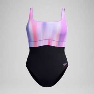 Women's Shaping Printed Contour Eclipse Swimsuit Black/Pink
