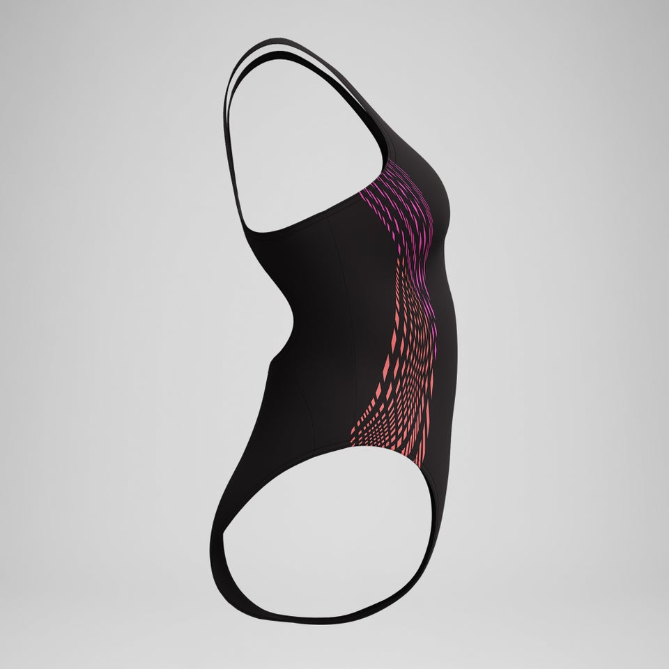 Women's Placement Muscleback Swimsuit Black/Pink