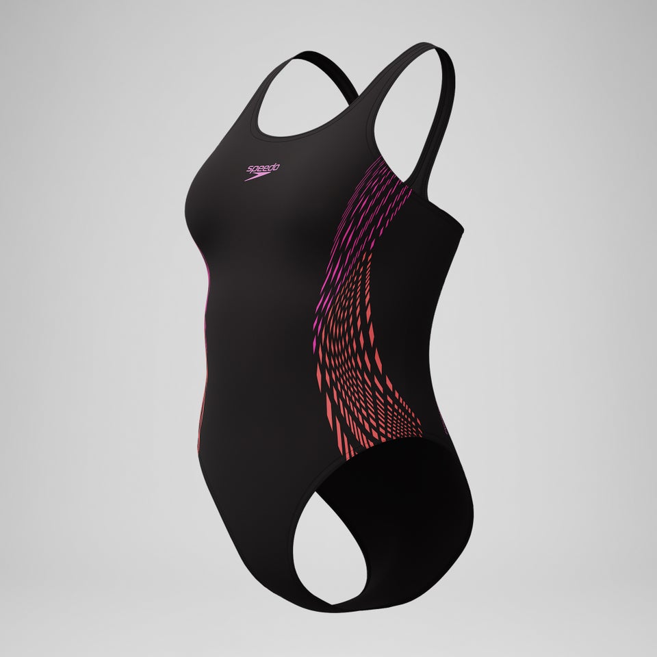 Women's Placement Muscleback Swimsuit Black/Pink