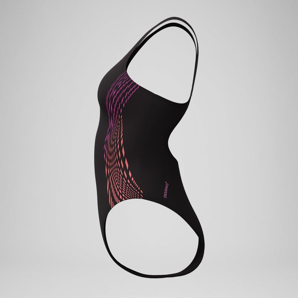 Women's Placement Muscleback Swimsuit Black/Pink