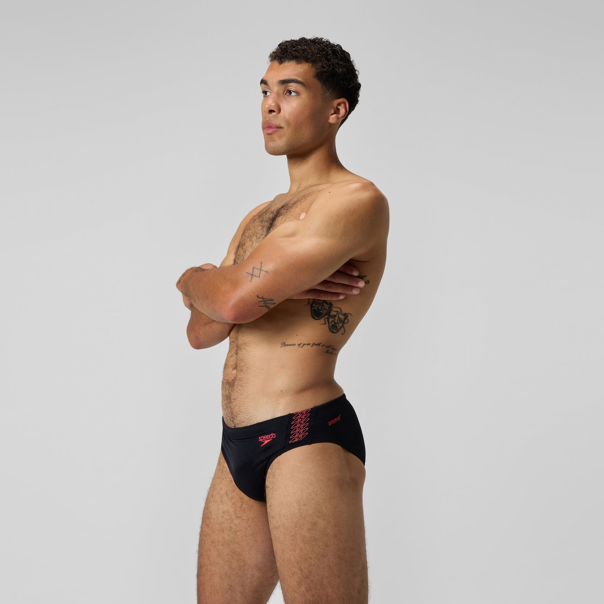 Men's HyperBoom Splice Brief Black/Coral | Speedo USA
