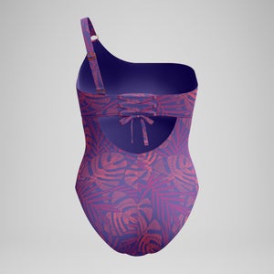 Asymmetrischer formender Badeanzug Pink/Orange für Damen