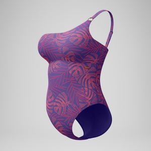 Asymmetrischer formender Badeanzug Pink/Orange für Damen