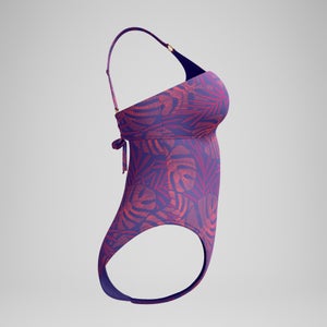 Asymmetrischer formender Badeanzug Pink/Orange für Damen