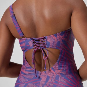 Asymmetrischer formender Badeanzug Pink/Orange für Damen