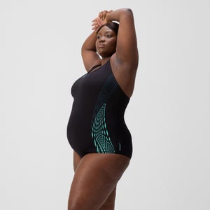 Women's Plus Size Placement Medalist Swimsuit DarkTeal/Green