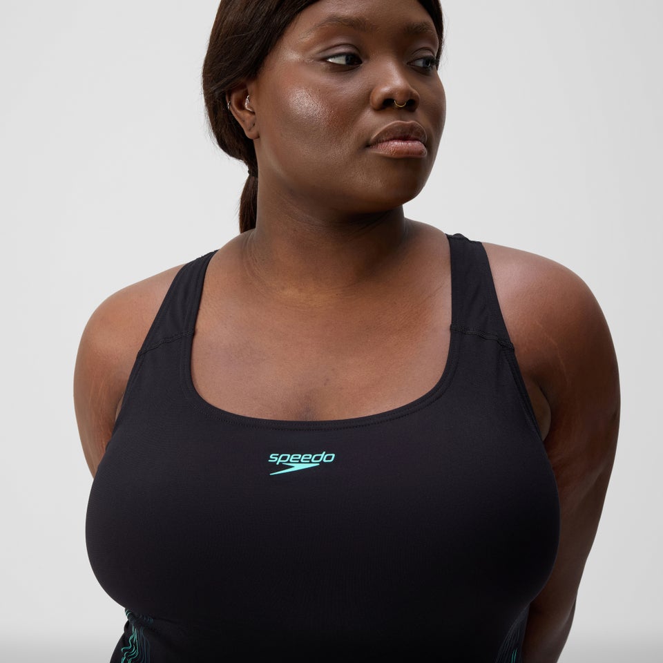 Women's Plus Size Placement Medalist Swimsuit DarkTeal/Green