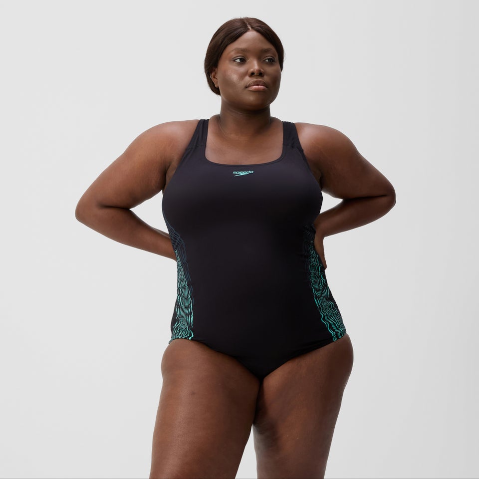 Women's Plus Size Placement Medalist Swimsuit DarkTeal/Green