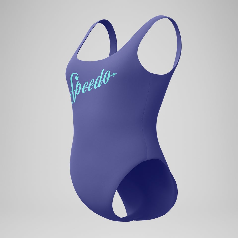 Maillot de bain Femme Logo Deep dos en U bleu