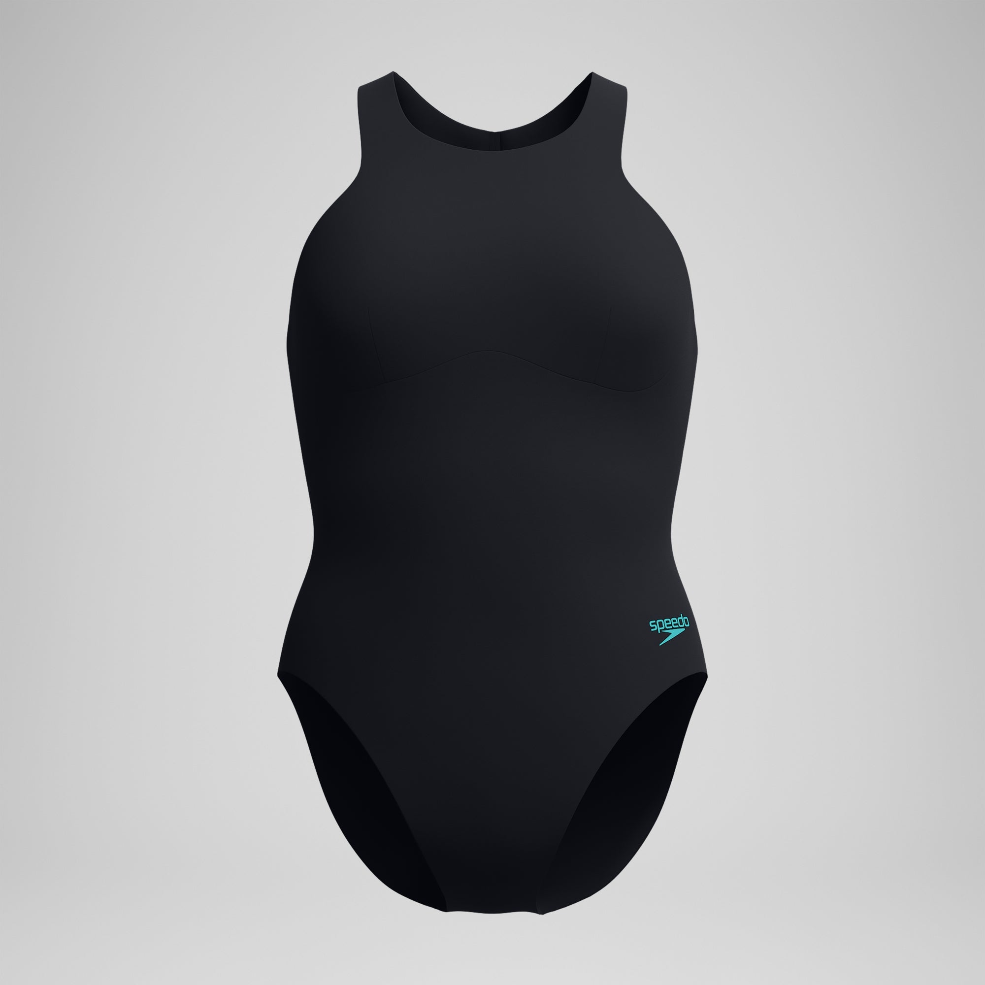 Women's Racer Zip One Piece with Swim Bra Black | Speedo USA