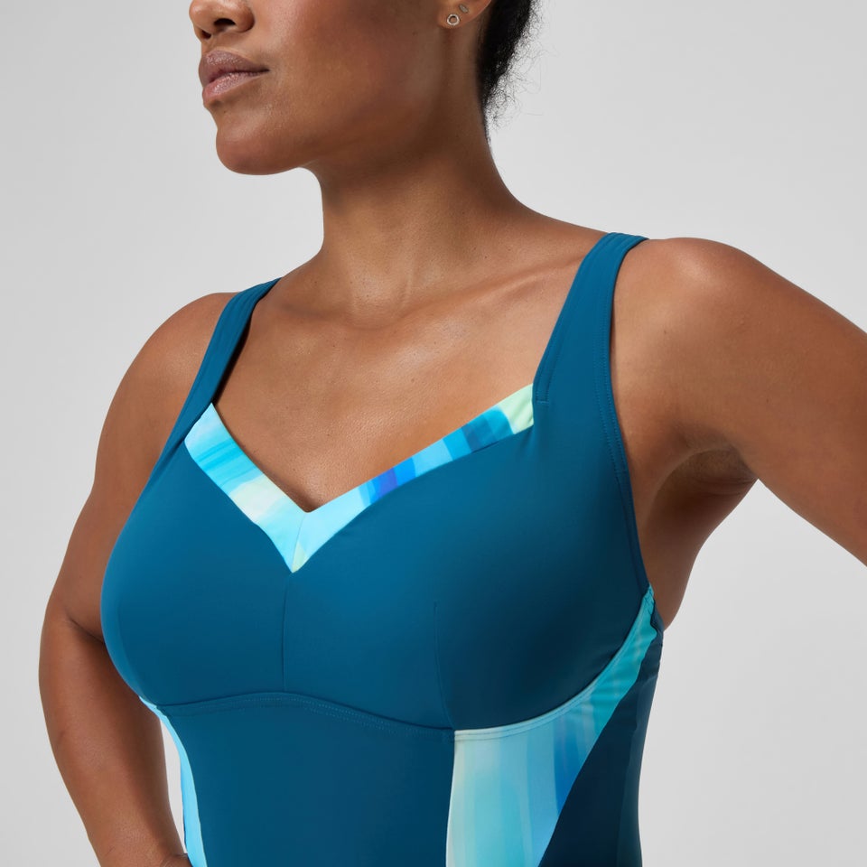 Women's Shaping Printed LunaElustre Swimsuit DarkTeal/Green