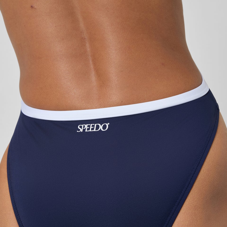 Women's Jetstream Solid Bound Cut Out Swimsuit Navy/White