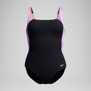 Maillot de bain Femme effet galbant imprimé LunaLustre noir/rose