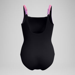 Maillot de bain Femme effet galbant imprimé LunaLustre noir/rose