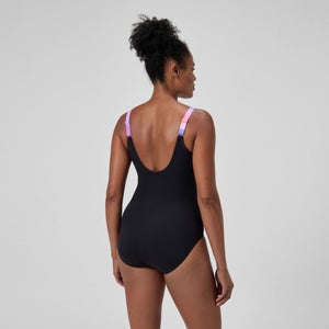 Maillot de bain Femme effet galbant imprimé LunaLustre noir/rose