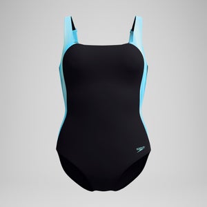 Maillot de bain Femme effet galbant imprimé LunaLustre noir/turquoise