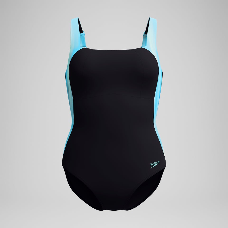 Maillot de bain Femme effet galbant imprimé LunaLustre noir/turquoise