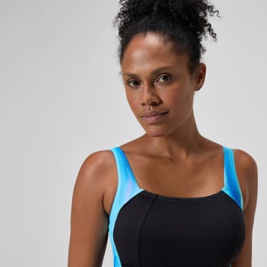 Maillot de bain Femme effet galbant imprimé LunaLustre noir/turquoise