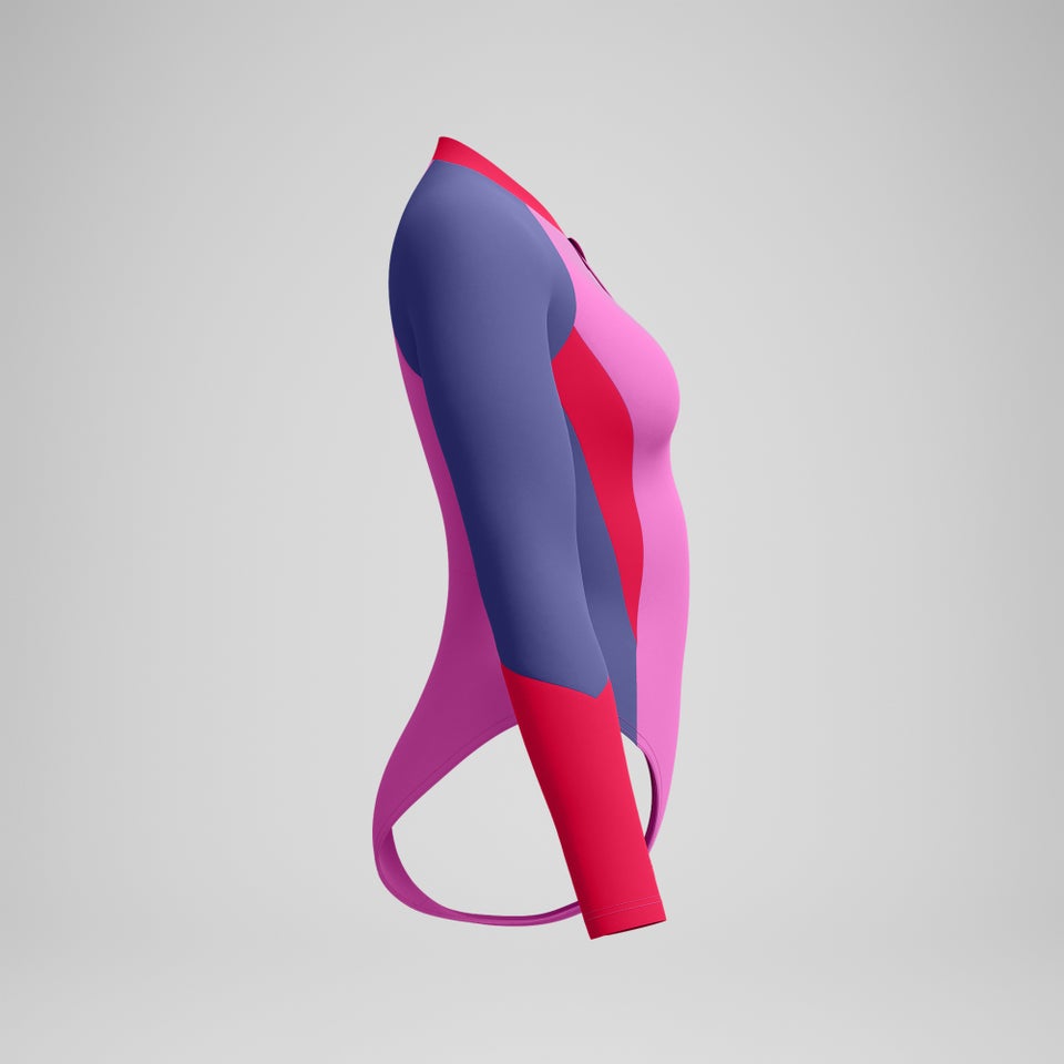 Maillot de bain Femme Colourblock à manches longues rose/violet