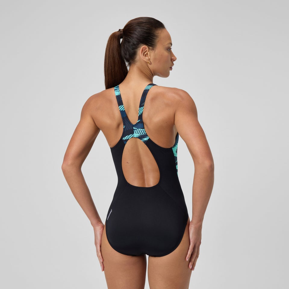 HyperBoom Splice-Muscleback-Badeanzug Dunkelpetrol/Grün für Damen