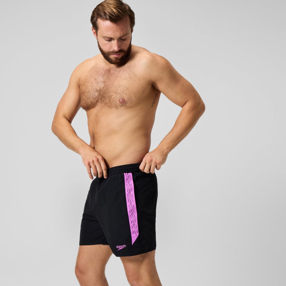 Men's Hyperboom Splice 16" Swim Trunks Black/Pink