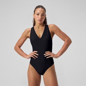 Klassischer Racerback-Badeanzug Schwarz für Damen - 2XS