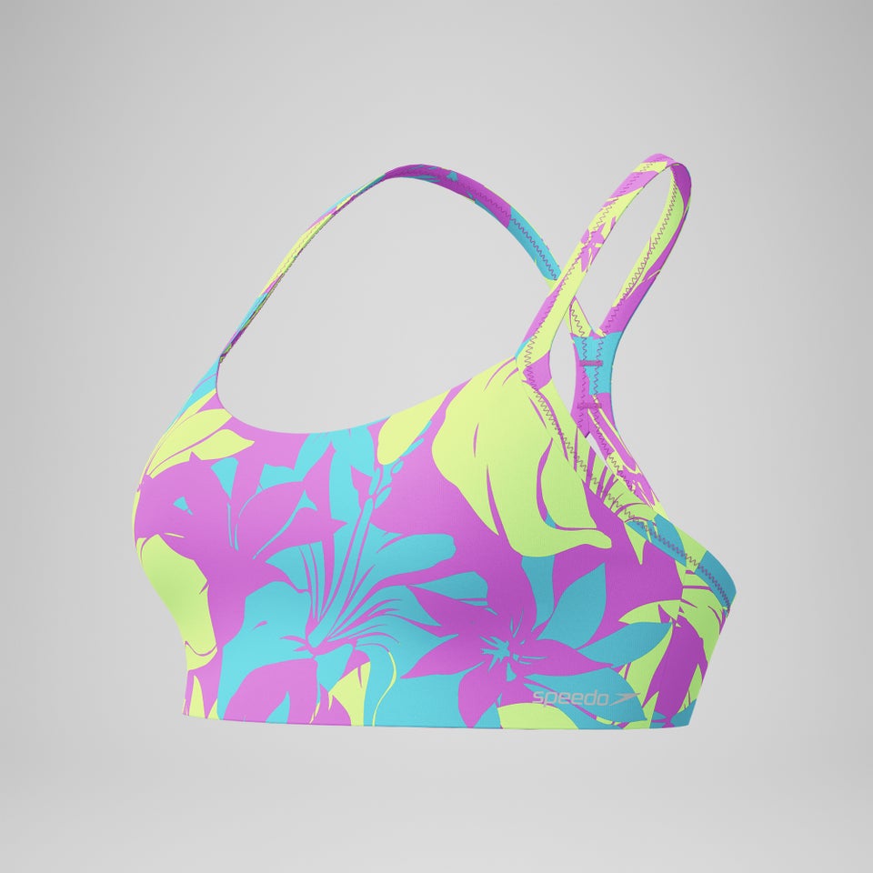 Haut dos nageur à motif imprimé pour femmes, bleu/jaune