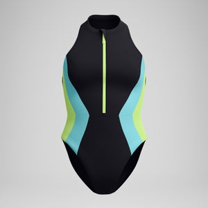 Women's Colourblock Zip Swimsuit Black