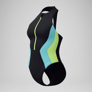 Women's Colourblock Zip Swimsuit Black