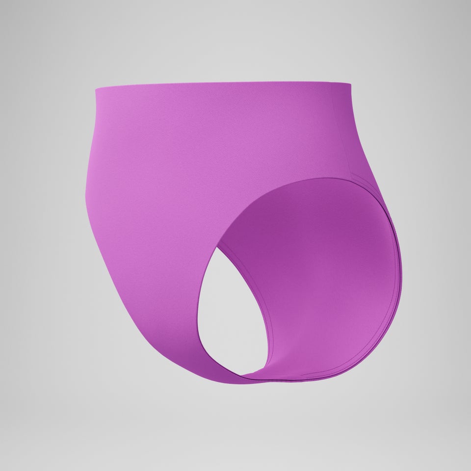 Women's Solid Hi Waist Bikini Bottom Pink